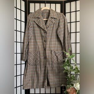 Brown and Black Plaid Button-Up Coat 🤎